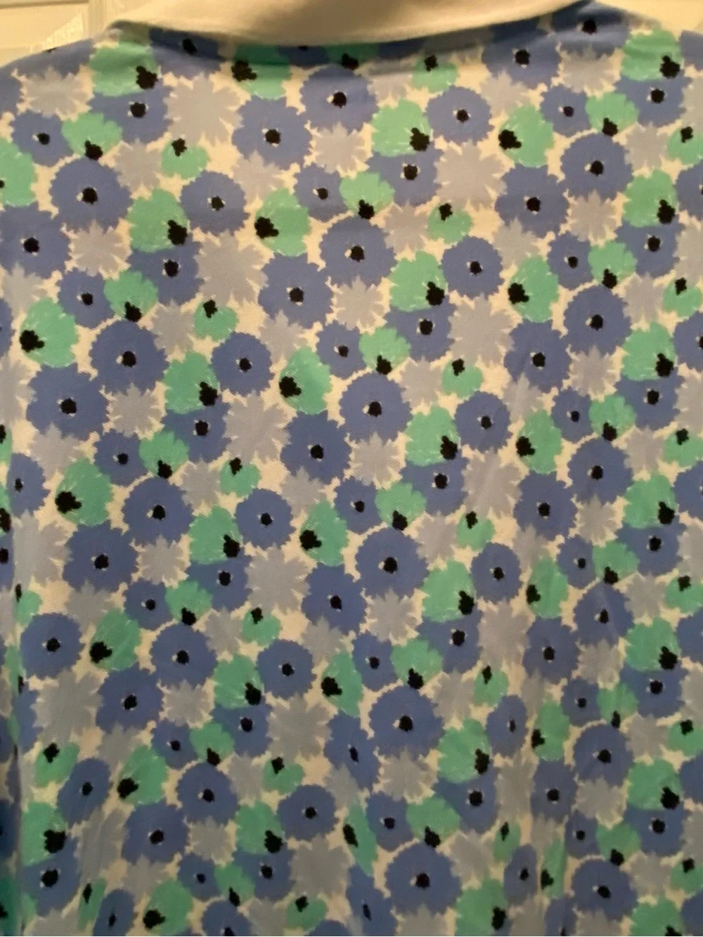 Kim Rogers Polo Shirt Blue/Green Floral Print with White Collar XL New With Tag